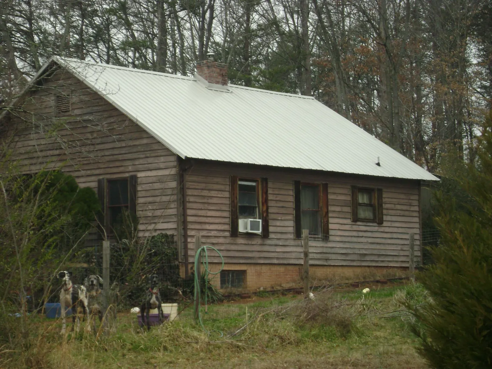 White metal roof on an old wood sided farmhouse, from a Metal Roof Installation job in Durand